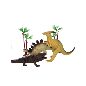 Set of 3 Dinosaur Figures – Stegosaurus, Parasaurolophus & Lizard-Like Dinos